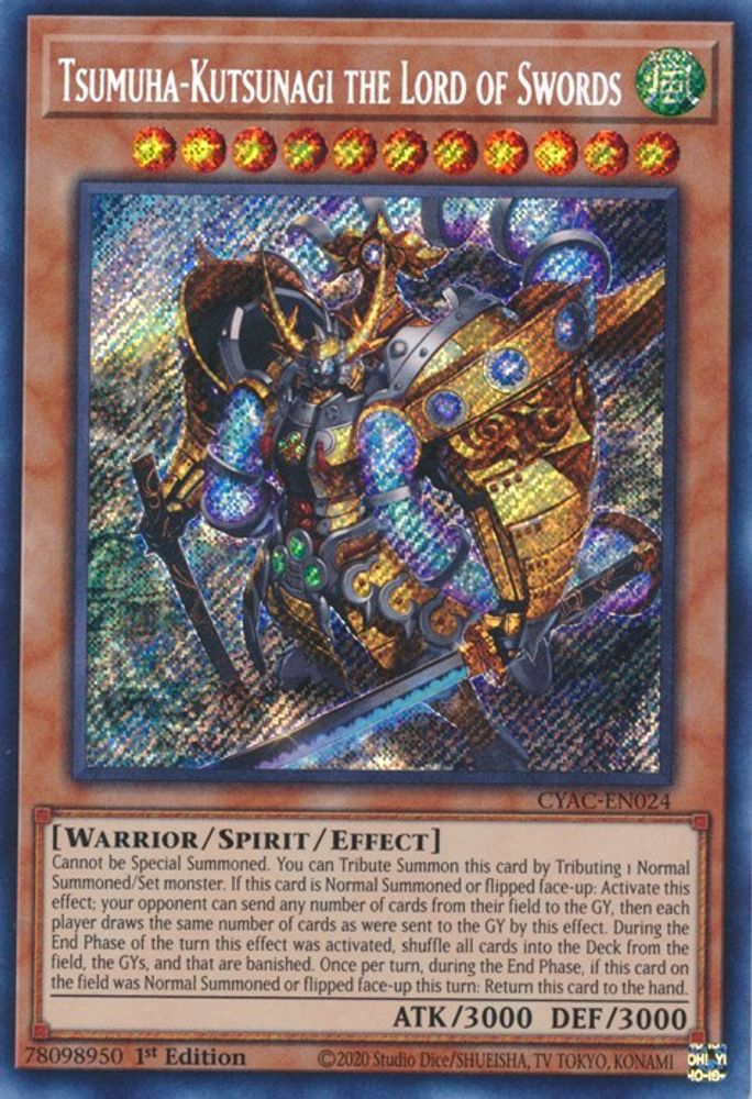 Tsumuha-Kutsunagi the Lord of Swords (CYAC-EN024) - Secret Rare