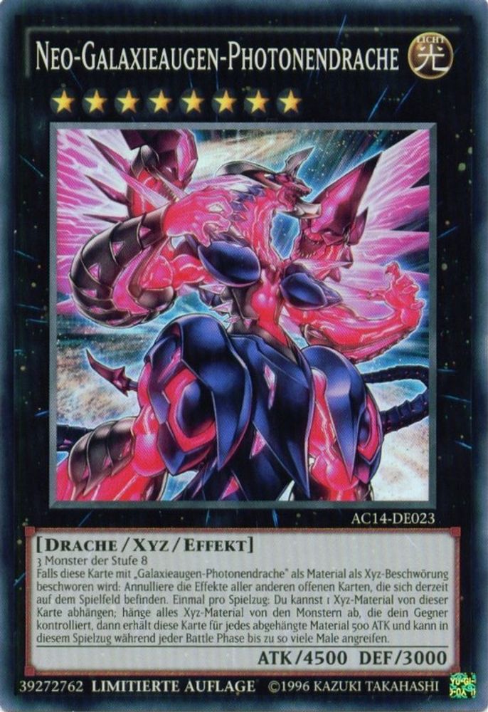 Neo Galaxy-Eyes Photon Dragon (German) - "Neo-Galaxieaugen-Photonendrache" (AC14-DE023) - Super Rare