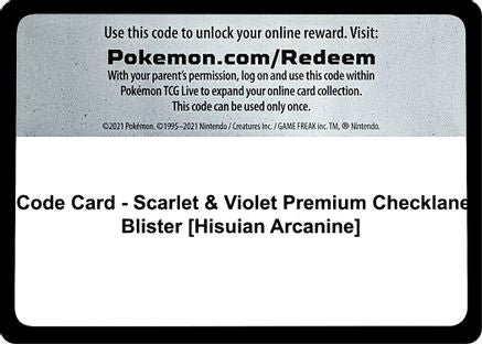 Code Card - Scarlet & Violet Premium Checklane Blister [Hisuian Arcanine]  - Code Card
