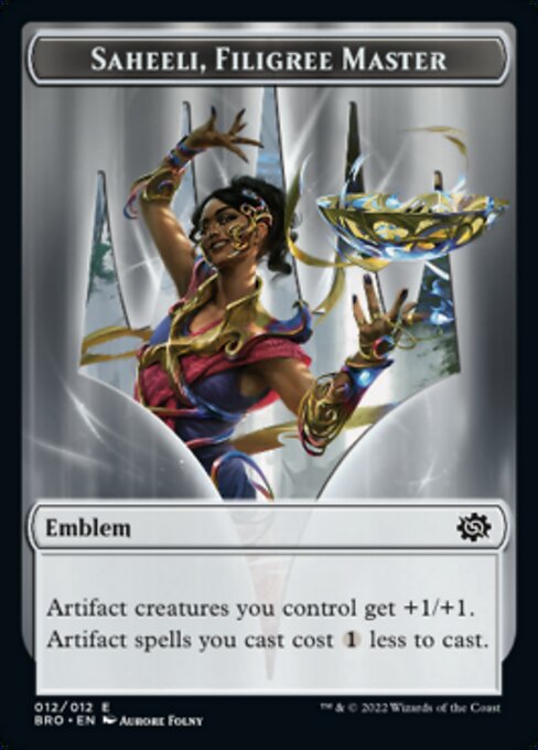 Powerstone // Saheeli, Jeton double face en filigrane Master Emblem [Les jetons de guerre des frères] 
