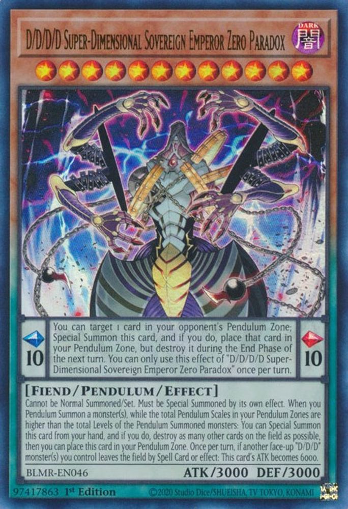 D/D/D/D Super-Dimensional Sovereign Emperor Zero Paradox (BLMR-EN046) - Ultra Rare