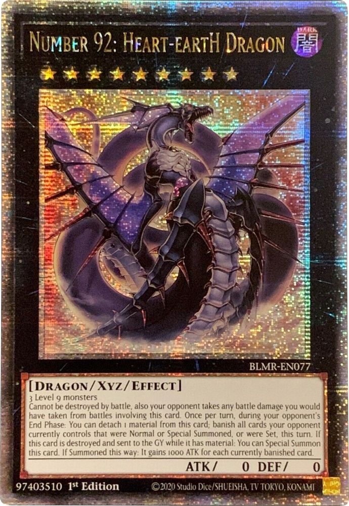 Number 92: Heart-eartH Dragon (Quarter Century Secret Rare) (BLMR-EN077) - Quarter Century Secret Rare