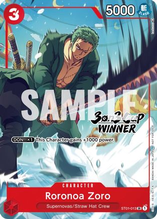 Roronoa Zoro (3-on-3 Cup) [Winner] (ST01-013) - Super Rare