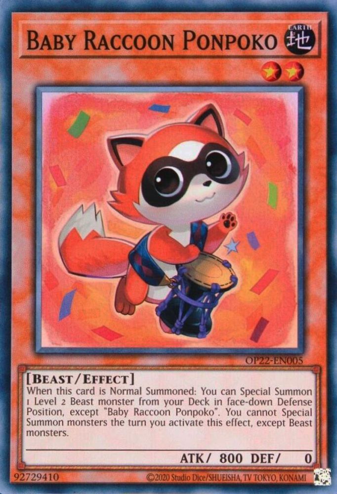 Baby Raccoon Ponpoko (OP22-EN005) - Super Rare