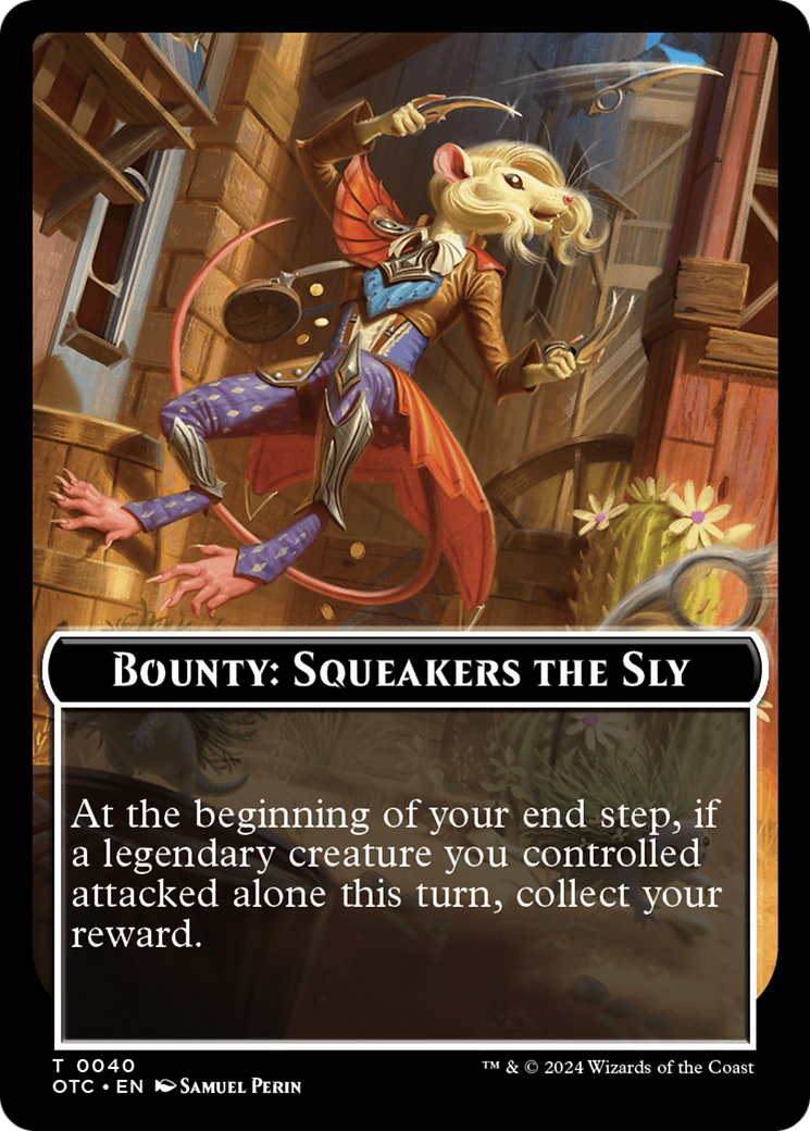 Bounty : Squeakers the Sly // Jeton recto-verso des règles de prime [Jetons de commandant des hors-la-loi de Thunder Junction] 
