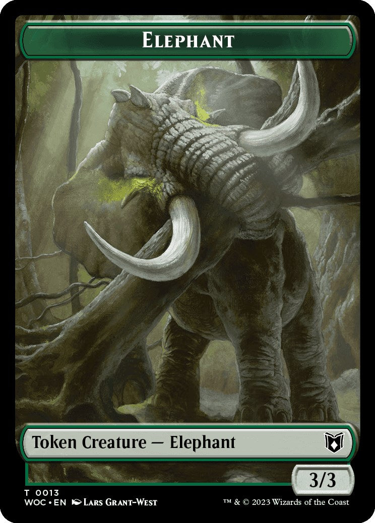 Éléphant // Jeton double face Saproling [Jetons du commandant Wilds of Eldraine] 