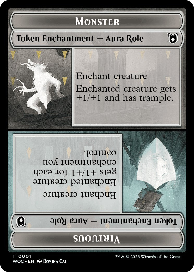 Rôle de monstre / Rôle vertueux // Rôle royal / Rôle vertueux Jeton double face [Jetons de commandant Wilds of Eldraine] 
