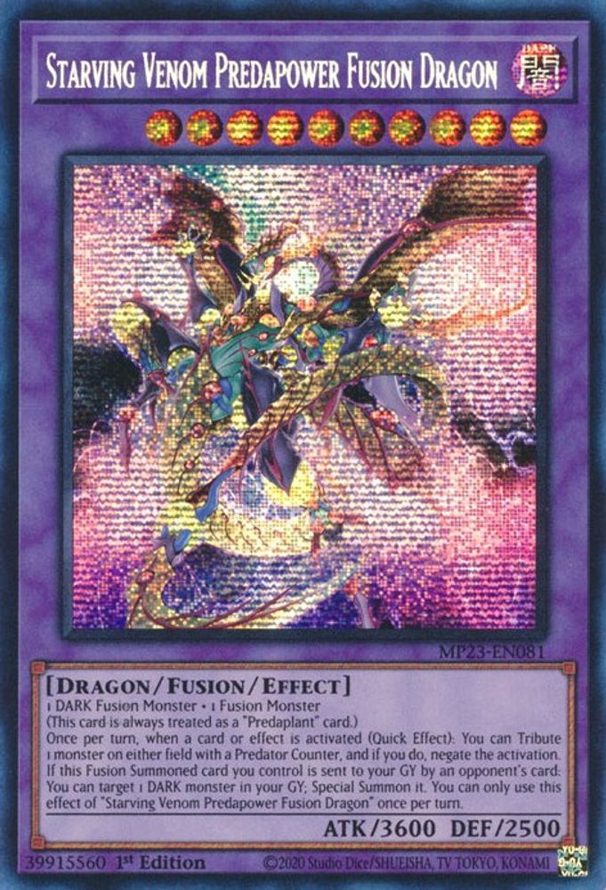 Starving Venom Predapower Fusion Dragon (MP23-EN081) - Prismatic Secret Rare