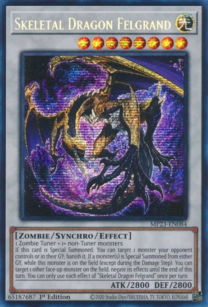 Skeletal Dragon Felgrand (MP23-EN084) - Prismatic Secret Rare