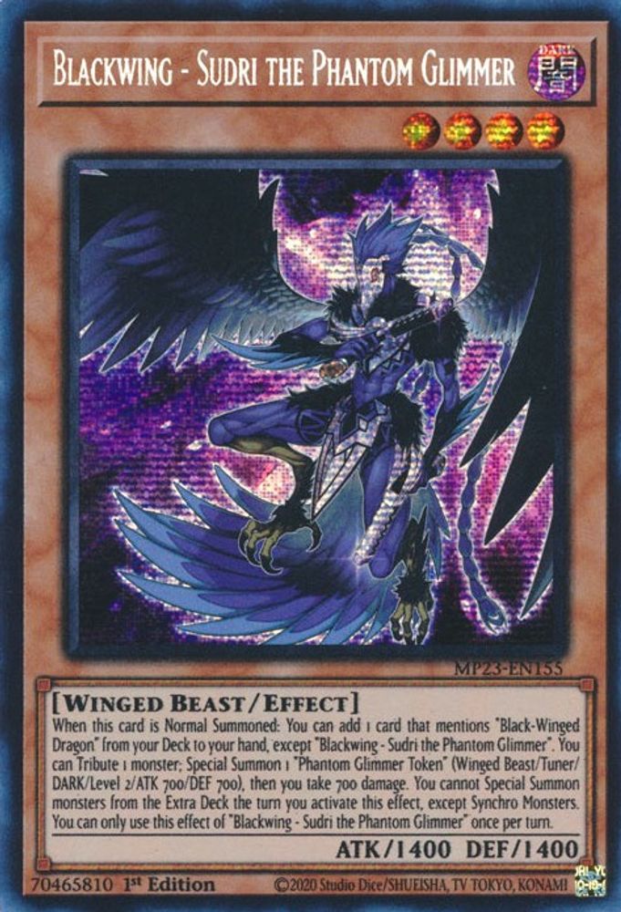 Blackwing - Sudri the Phantom Glimmer (MP23-EN155) - Prismatic Secret Rare