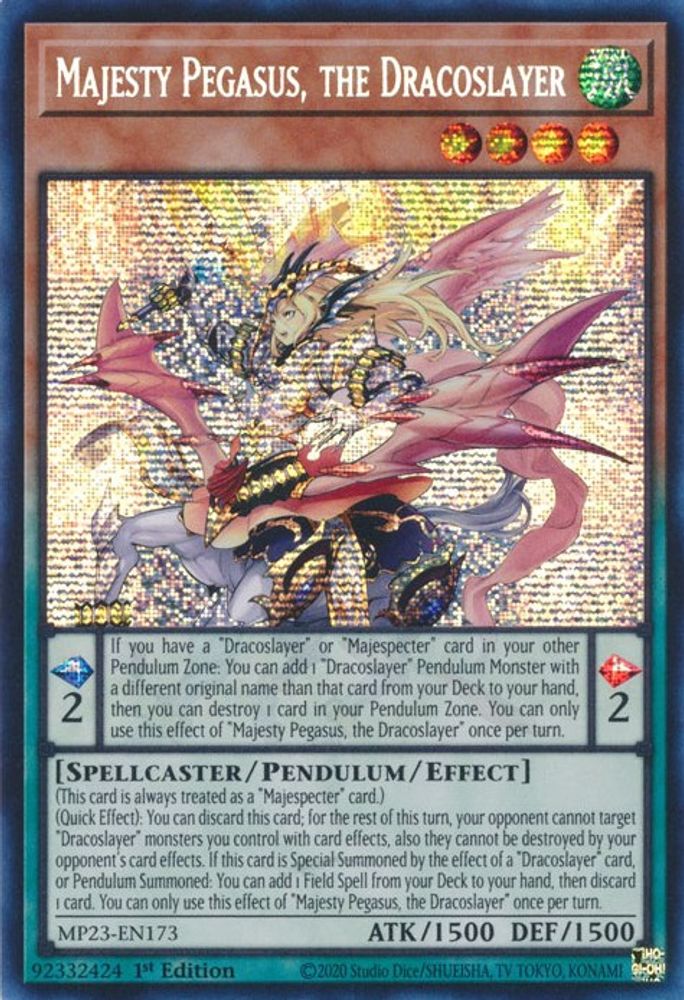 Majesty Pegasus, the Dracoslayer (MP23-EN173) - Prismatic Secret Rare