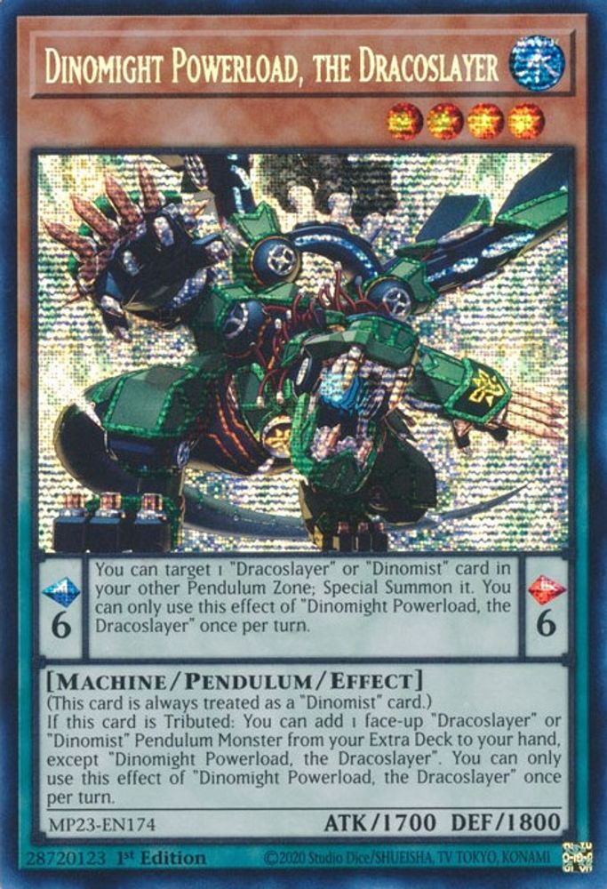 Dinomight Powerload, the Dracoslayer (MP23-EN174) - Prismatic Secret Rare