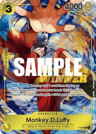 Monkey.D.Luffy (Pre-Release Tournament) (Winner) (P-036) - Promo