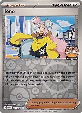 Iono - 185/193 (Regional Championships)/193  - Reverse Holofoil - Uncommon