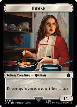 Human (0005) // Clue (0023) Double-Sided Token (WHO-5 // 23) - Universes Beyond: Doctor Who Foil