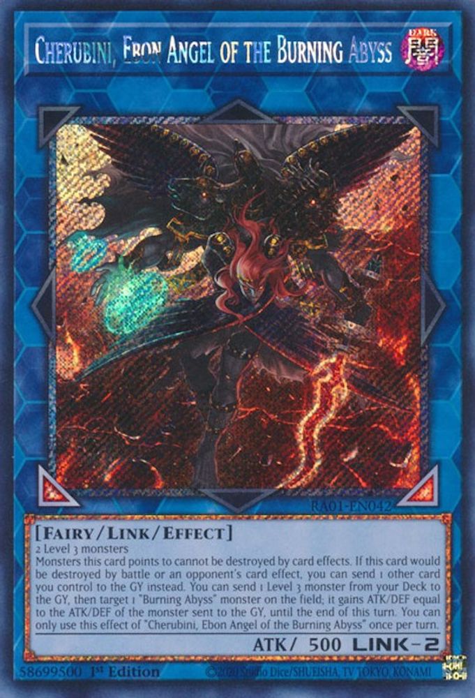 Cherubini, Ebon Angel of the Burning Abyss (Platinum Secret Rare) (RA01-EN042) - Platinum Secret Rare