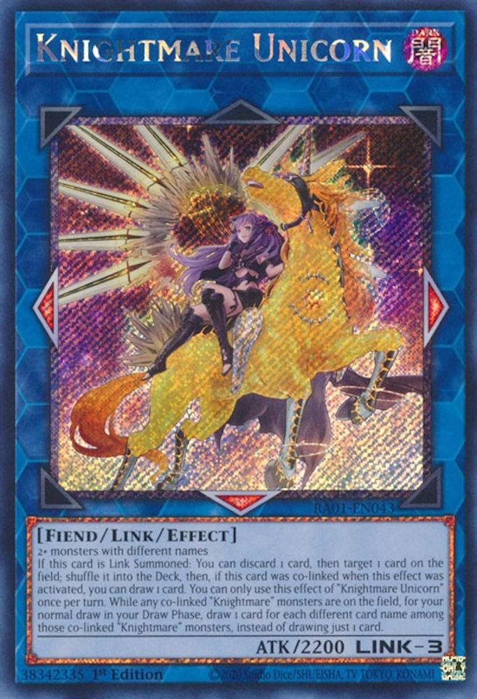 Knightmare Unicorn (Alternate Art) (Platinum Secret Rare) (RA01-EN043) - Platinum Secret Rare