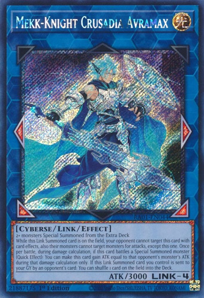 Mekk-Knight Crusadia Avramax (Platinum Secret Rare) (RA01-EN044) - Platinum Secret Rare