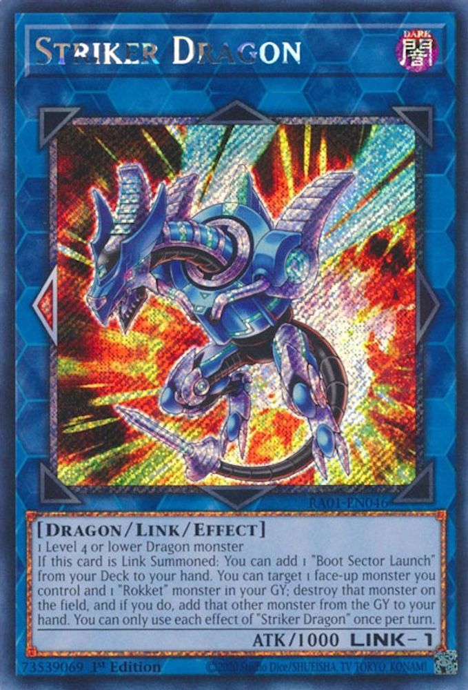 Striker Dragon (Platinum Secret Rare) (RA01-EN046) - Platinum Secret Rare
