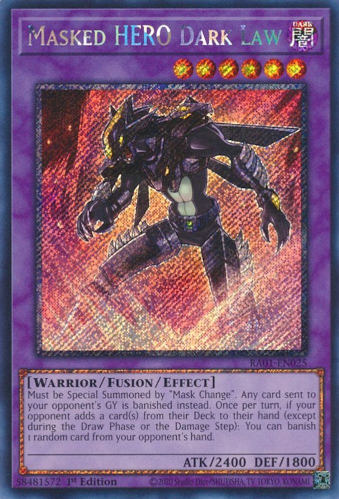 HÉROS masqué Dark Law [RA01-EN025] Platinum Secret Rare 