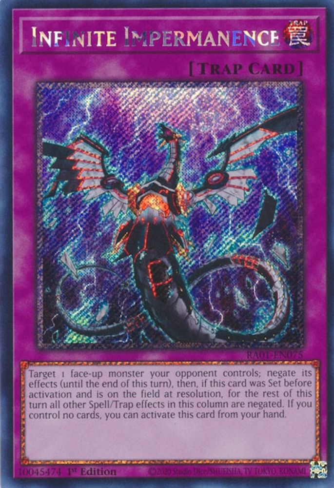 Infinite Impermanence (Platinum Secret Rare) (RA01-EN075) - Platinum Secret Rare