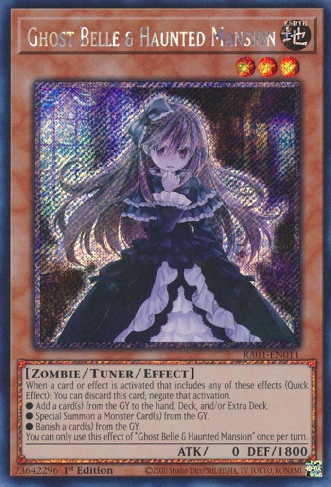 Ghost Belle & Haunted Mansion (Platinum Secret Rare) (RA01-EN011) - Platinum Secret Rare