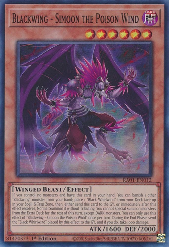Blackwing - Simoon the Poison Wind (RA01-EN012) - Super Rare