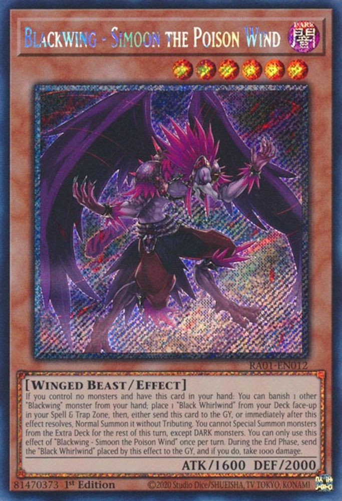 Blackwing - Simoon le vent empoisonné [RA01-EN012] Platinum Secret Rare 