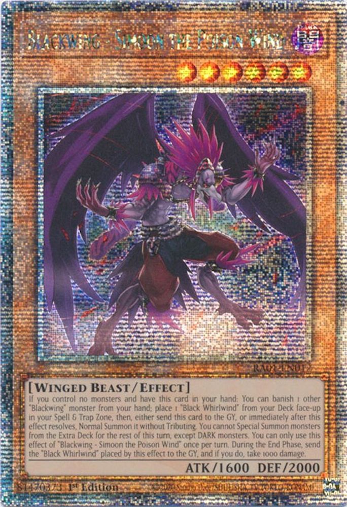 Blackwing - Simoon the Poison Wind (Quarter Century Secret Rare) (RA01-EN012) - Quarter Century Secret Rare