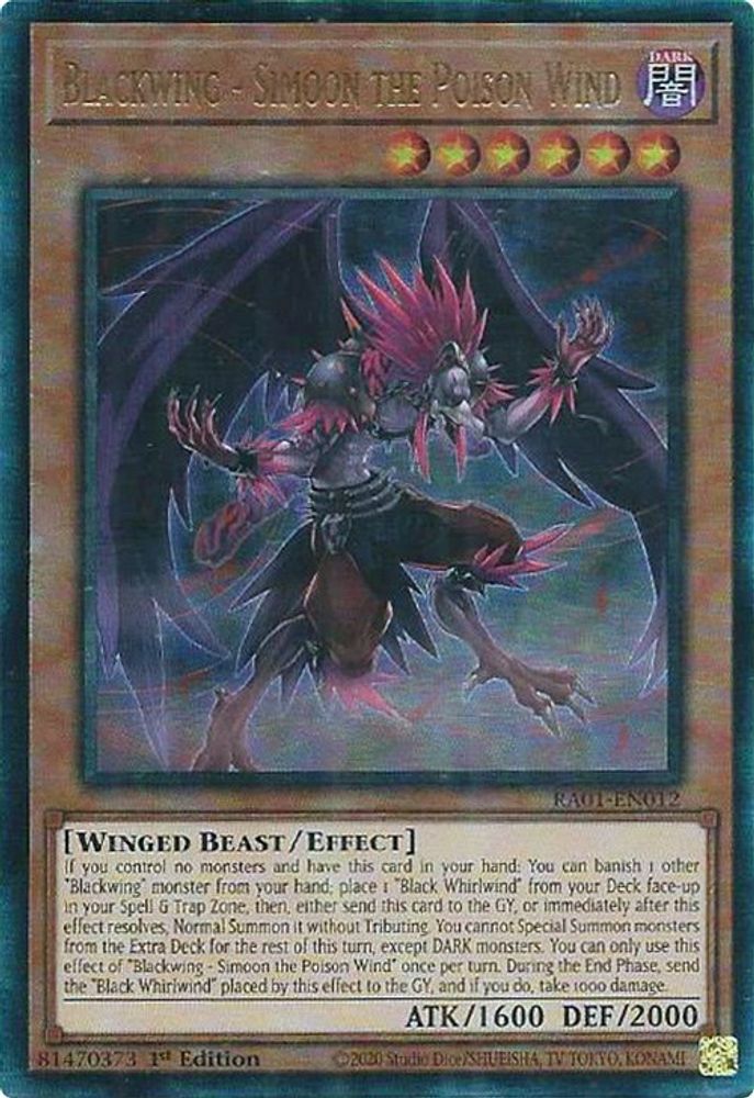 Blackwing - Simoon the Poison Wind (PUR) (RA01-EN012) - Prismatic Ultimate Rare