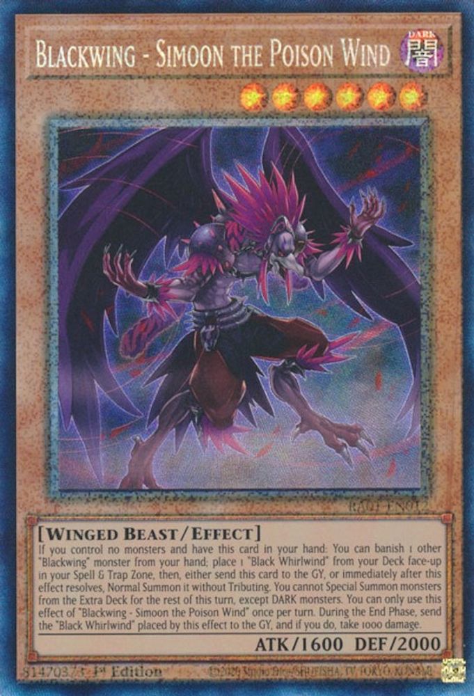 Blackwing - Simoon le vent empoisonné [RA01-EN012] Rare de collection prismatique 
