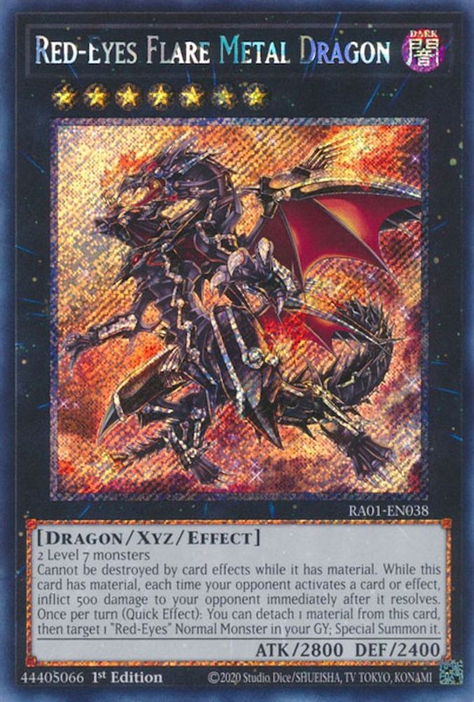 Dragon de métal évasé aux yeux rouges [RA01-EN038] Platinum Secret Rare 