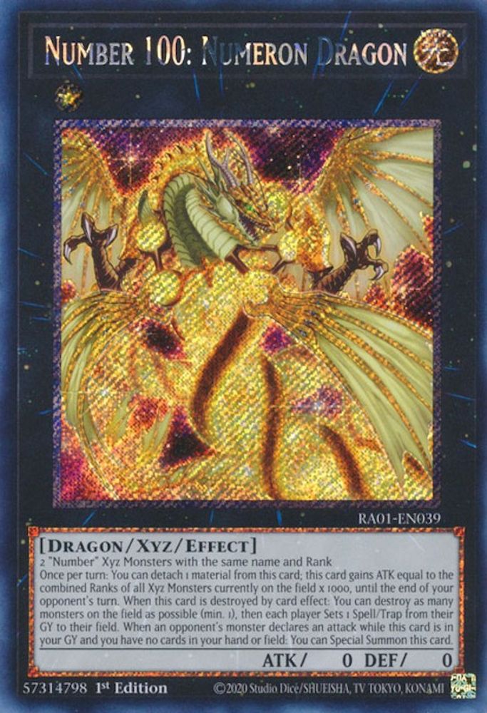 Numéro 100 : Dragon Numeron [RA01-EN039] Platine Secret Rare 