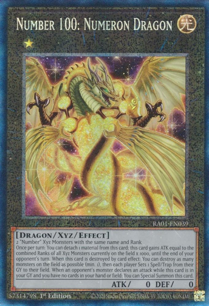 Number 100: Numeron Dragon (PCR) (RA01-EN039) - Prismatic Collector's Rare