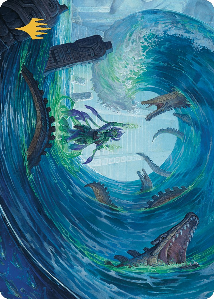 Carte artistique Wave Goodbye (symbole de planeswalker estampillé or) [Série artistique Les cavernes perdues d'Ixalan] 