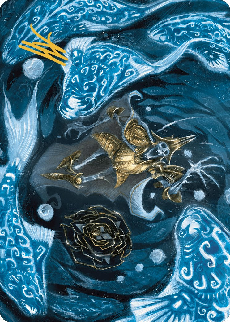 Carte d'art mangée par les Piranhas (signature estampillée or) [Série artistique des cavernes perdues d'Ixalan] 