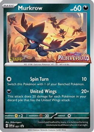 Murkrow (Prerelease) [Staff] 021  - Holofoil - Promo