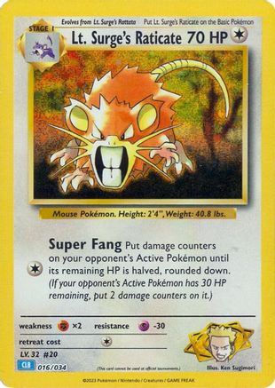 Lt. Surge's Raticate 016  - Holofoil - Classic Collection