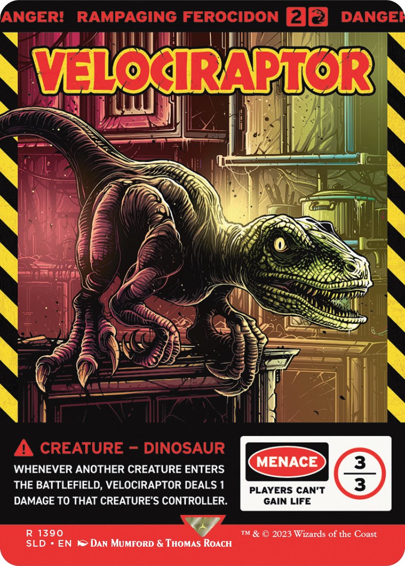 Rampaging Ferocidon (SLD-1390) - Secret Lair Drop / Velociraptor: (Full Art) (Borderless)