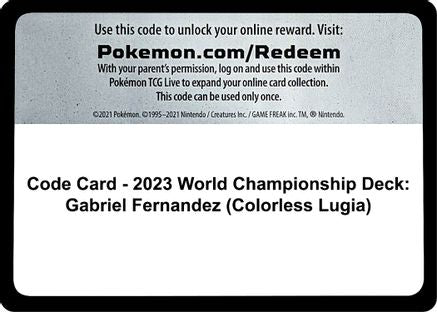 Code Card - 2023 World Championship Deck: Gabriel Fernandez (Colorless Lugia)  - Code Card