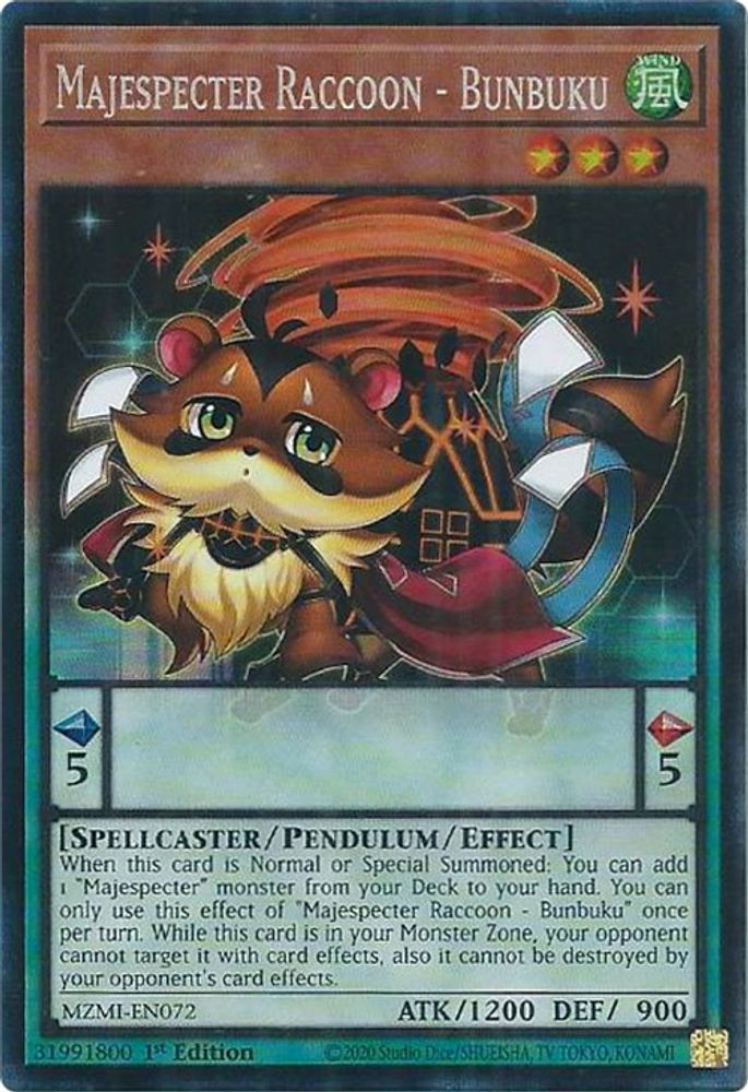 Majespecter Raccoon - Bunbuku (CR) [MZMI-EN072] Rare de collection 