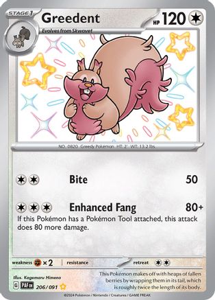 Greedent 206  - Holofoil - Shiny Rare