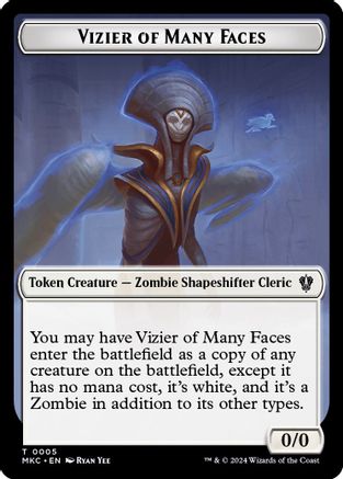 Vizier of Many Faces // Zombie Double-Sided Token (MKC-5 // 11) - Commander: Murders at Karlov Manor