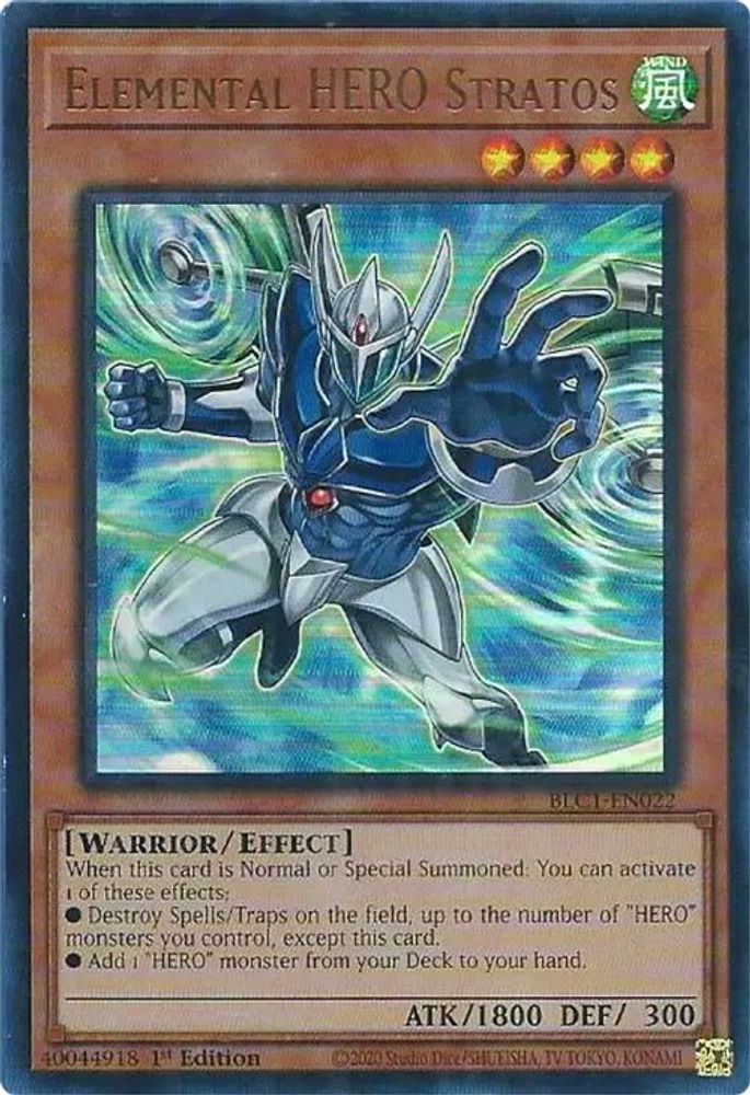 Elemental HERO Stratos (Alternate Art) (BLC1-EN022) - Ultra Rare