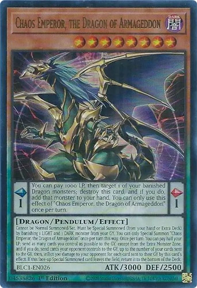Chaos Emperor, the Dragon of Armageddon (BLC1-EN026) - Ultra Rare