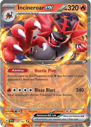 Incineroar ex 034/162  - Holofoil - Double Rare