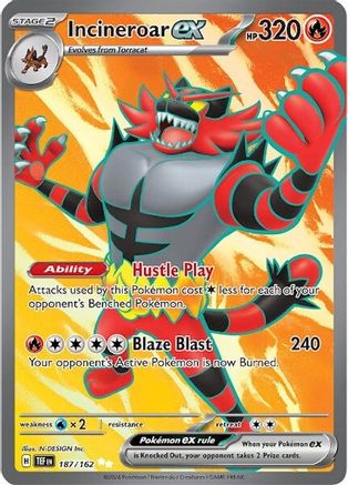 Incineroar ex 187/162  - Holofoil - Ultra Rare