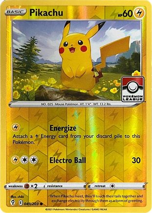 Pikachu (Pokemon League) 049/203  - Reverse Holofoil - Common