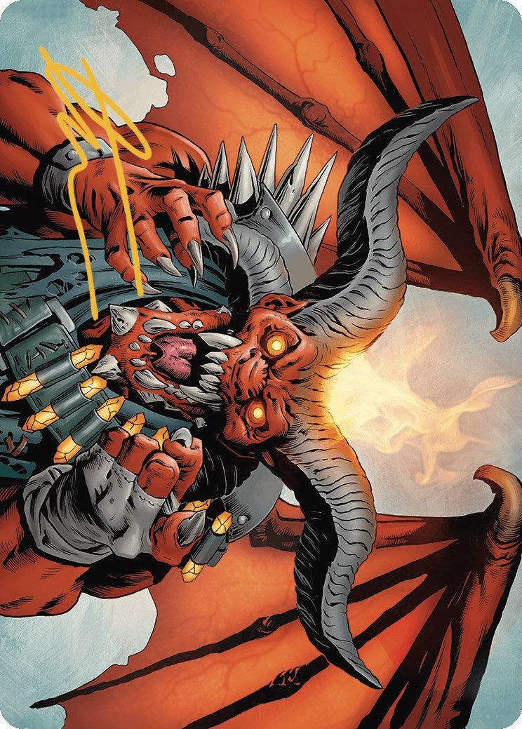 Rakdos, la carte d'art musculaire (signature estampillée or) [Série artistique Outlaws of Thunder Junction] 