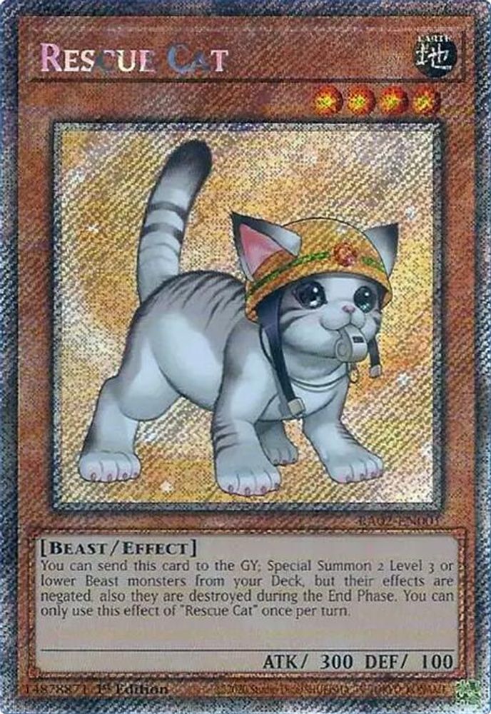 Rescue Cat (Alternate Art) (Platinum Secret Rare) (RA02-EN001) - Platinum Secret Rare